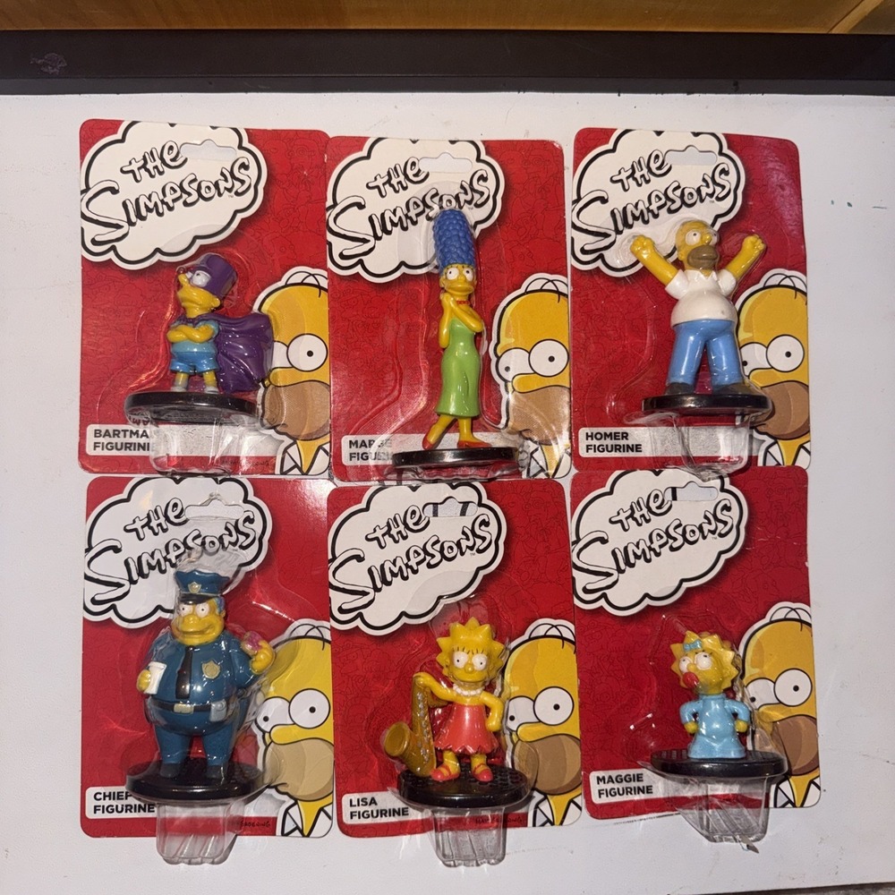 Simpsons 6 Figurine Set Homer Bartman Lisa chief maggie Figure Lot 2" Tall Lot